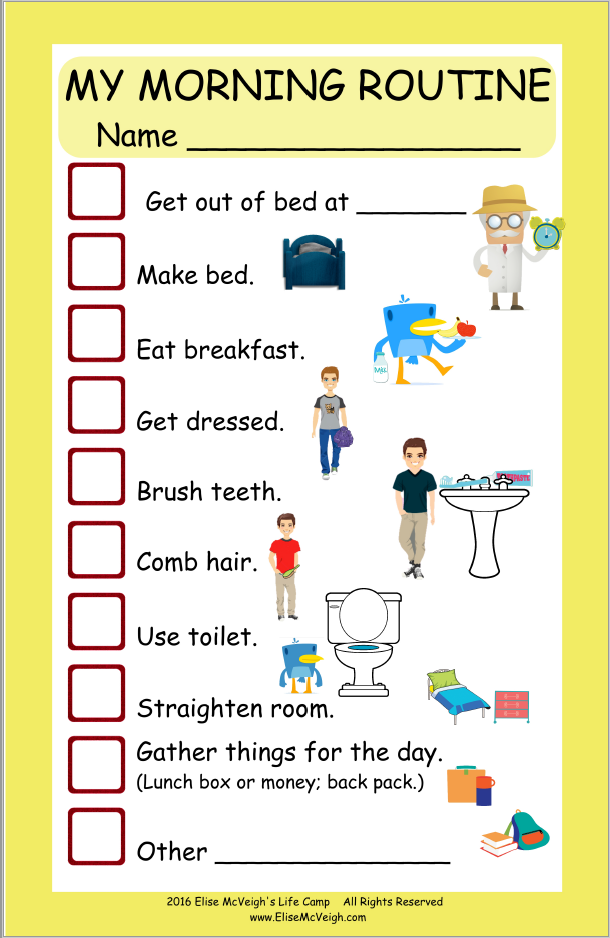 Morning and Evening Routine – Manners and Getting Organized Themes of the Week July 20, 2020